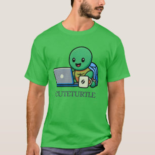Süße Schildkröte Laptop Cartoon T-Shirt