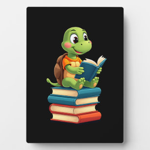 Süße Schildkröte liest Bücher (4) Fotoplatte
