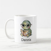 Süße Schildkröte liest ein Buch Custom Kaffeetasse (Links)