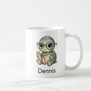 Süße Schildkröte liest ein Buch Custom Kaffeetasse