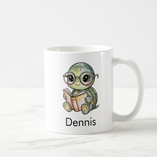 Süße Schildkröte liest ein Buch Custom Kaffeetasse (Rechts)