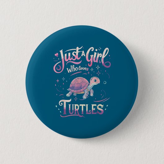 Süße Schildkröte Mädchen Männer Frauen S Button (Vorderseite)