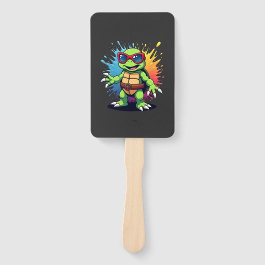 Süße Schildkröte mit Sonnenbrille, Farbspritzer, M Fächer (Vorderseite)