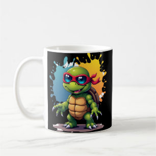 Süße Schildkröte mit Sonnenbrille, Farbspritzer, M Kaffeetasse