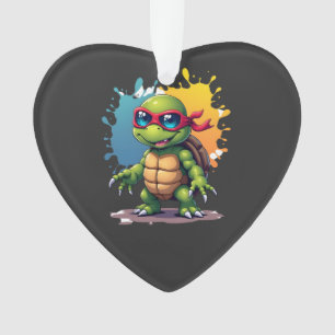 Süße Schildkröte mit Sonnenbrille, Farbspritzer, M Ornament