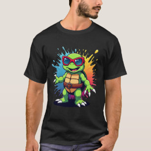 Süße Schildkröte mit Sonnenbrille, Farbspritzer, M T-Shirt