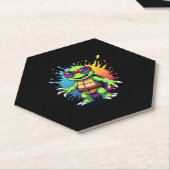 Süße Schildkröte mit Sonnenbrille, Farbspritzer, M Untersetzer (angewinkelt)