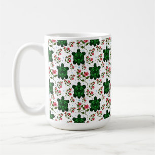 Süße Schildkröte und florales nahtloses Muster  Kaffeetasse