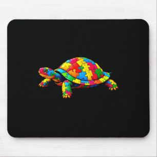 Süße Schildkröte und Puzzleteile Autismus-Bewussts Mousepad