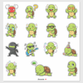 Süße Schildkröten-Emoji-Aufkleber-Packung Aufkleber