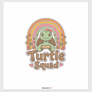 Süße Schildkröten-Mannschaft Regenbogen-Blumen-Vek Aufkleber