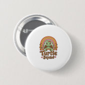 Süße Schildkröten-Mannschaft Regenbogen-Blumen-Vek Button (Vorne & Hinten)