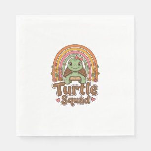 Süße Schildkröten-Trupp Regenbogen-Blumen-Vektor-D Serviette