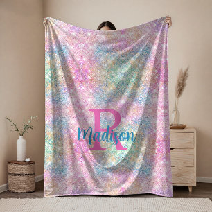 Süße schillernde Einhorn rosa falsche Glitter-Mono Fleecedecke