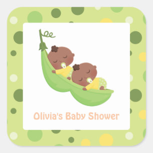 Süße schlafende afroamerikanische Zwillinge Baby-P Quadratischer Aufkleber
