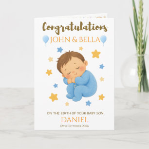 Süße Schlafende Baby-Junge Gratulationskarte Karte