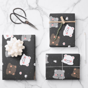 Süße schlafende Bären Nahtloses Muster in Neutral Geschenkpapier Set