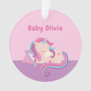 Süße schlafende Einhorn-Baby-Girl Personalisiert Ornament