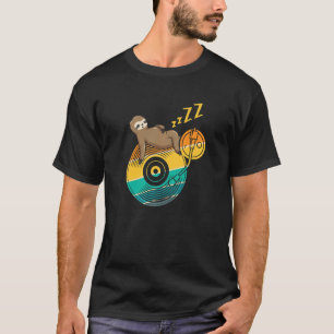 Süße schlafende Faultier-Musik Vinyl LP Musiker Mu T-Shirt