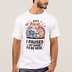 Süße schlafende Gamer-Katze Ich pausierte mein Spi T-Shirt