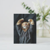 Süße schlafende Ingwerkätzchen im Schlafanzug Postkarte (Stehend Vorderseite)