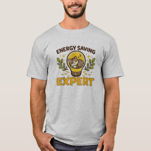Süße schlafende Katze Energiespar-Expert Lustiges  T-Shirt