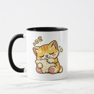 Süße schlafende Katzenkissen Tasse