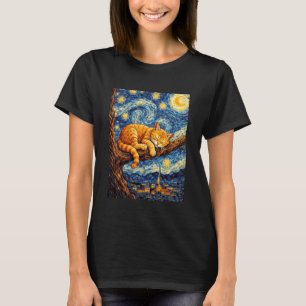 Süße schlafende orange Katze gemütliche Nacht Ster T-Shirt