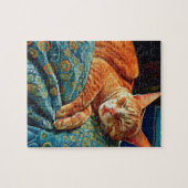 Süße schlafende rote Katze Puzzle (Horizontal)