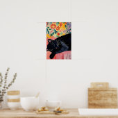 Süße schlafende schwarze Katze Poster (Küche)