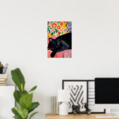 Süße schlafende schwarze Katze Poster (Heimbüro)