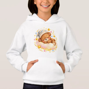 Süße Schlafende Teddybär-Kinder Weiße Kapuzenjacke Hoodie