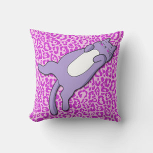 Süße schlafende violette Katze Kissen