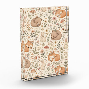 Süße schlafende Waldtiere Boho-Muster (Fuchs,  Fotoblock