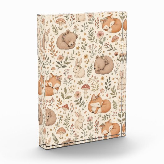 Süße schlafende Waldtiere Boho-Muster (Fuchs, Fotoblock (Links)