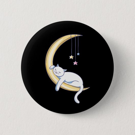 Süße schlafende weiße Katze Button (Vorderseite)