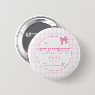 Süße Schleife Pastellrosa Gingham Oma-Button Button