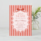 Süße Schleife Vintage-Hochzeit  Save The Date (Stehend Vorderseite)