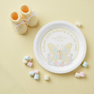 Süße Schmetterling Gelbe Marshmallow Baby Shower Pappteller