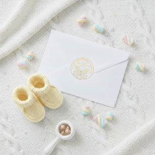 Süße Schmetterling Gelbe Marshmallow Baby Shower Runder Aufkleber