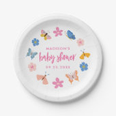 Süße Schmetterlinge Baby Shower Pappteller (Vorderseite)