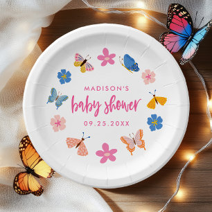 Süße Schmetterlinge Baby Shower Pappteller