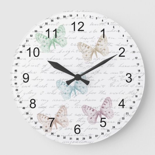 Süße Schmetterlinge Große Wanduhr (Vorderseite)