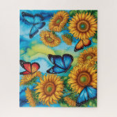 Süße Schmetterlinge mit Sonnenblumen Puzzle (Vertikal)