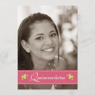 Süße Schmetterlinge Quinceanera Einladung (Rose)