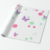 süße Schmetterlinge und Punkte Geschenkpapier (Ungerollt)