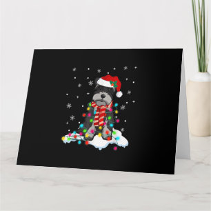 süße Schnauzer Weihnachtslichter mit Santa Hut gif Karte