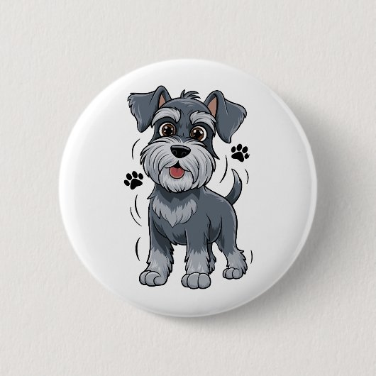 Süße Schnauzer-Welpen-Illustration mit großen Auge Button (Vorderseite)