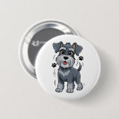 Süße Schnauzer-Welpen-Illustration mit großen Auge Button (Vorne & Hinten)