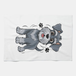 Süße Schnauzer-Welpen-Illustration mit großen Auge Geschirrtuch